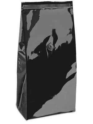 Gusseted Foil Coffee Bags 6 5/8 x 4 3/4 x 18 3/4", Black S18229BL