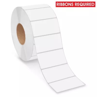 Industrial Weatherproof Thermal Transfer Labels Polyester, White, 4 x