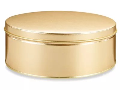 Decorative Tins 8 x 3", Gold S19143GOLD Uline