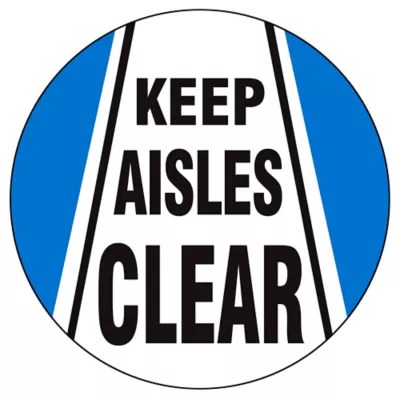 Warehouse Floor Sign "Keep Aisles Clear", 17" Diameter S19291 Uline