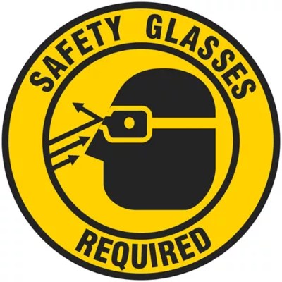 Warehouse Floor Sign "Safety Glasses Required", 17" Diameter S19292
