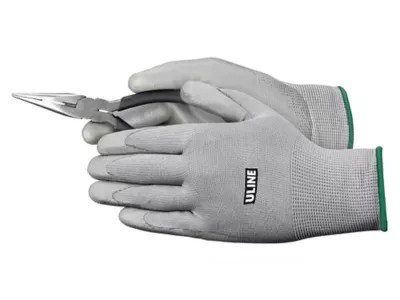 Uline Polyurethane Coated Gloves Gray, Medium S19889M Uline