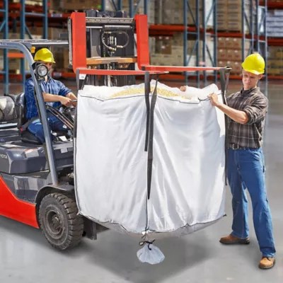 Bulk Bags Skid Lot Duffle Top, Spout Bottom, Poly Lined, 35 x 35 x 40" S19916S Uline