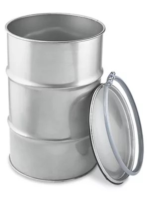 Open Top Stainless Steel Drum with Lid 30 Gallon S20529 Uline