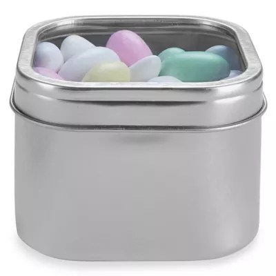 Deep Metal Tins Square, 8 oz, Window Lid, Silver S20656 Uline