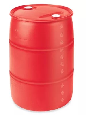 Red Plastic Drum 55 Gallon, Closed Top S20853 Uline