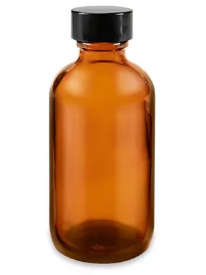 Amber Boston Round Glass Bottles 2 oz S20889 Uline