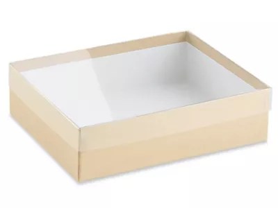 Clear Lid Boxes with Kraft Base 7 3/8 x 5 3/8 x 2" S21242 Uline