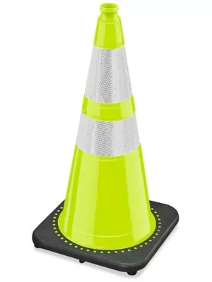 Heavy Duty Reflective Traffic Cones 28", Lime S21634LIME Uline