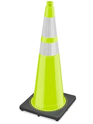 Heavy Duty Reflective Traffic Cones 36", Lime S21635LIME Uline