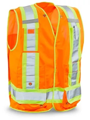Class 2 Deluxe HiVis Safety Vest with Pockets Orange, 2XL/3XL S