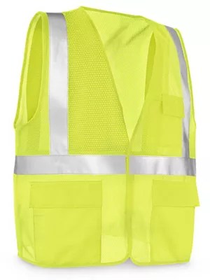 Class 2 Standard HiVis Safety Vest with Pockets Lime, L/XL S21682GL Uline