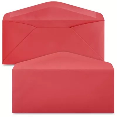 10 Machinable Business Envelopes 4 1/8 x 9 1/2", Red S21894R Uline