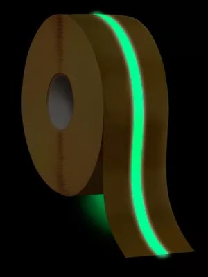 Mighty Line® Deluxe Center Stripe Safety Tape 4" x 100', Yellow/Glow