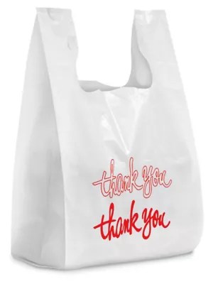 Super Tough TShirt Bags "Thank You" Script, 12 x 7 x 22" S22793 Uline
