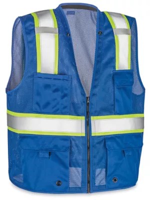 Colored HiVis Safety Vest Blue, S/M S22908BLUS Uline