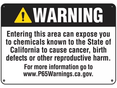 "Cancer/Reproductive Harm" Prop 65 Sign Plastic S22976P Uline