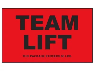 Etiqueta Adhesiva "Team Lift" 3 x 5" S23125 Uline