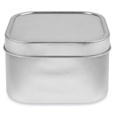 Deep Metal Tins Square, 12 oz, Solid Lid, Silver S23231 Uline