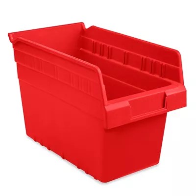 Plastic Shelf Bins 7 x 12 x 8", Red S23364R Uline