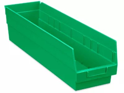Plastic Shelf Bins 7 x 24 x 6", Green S23366G Uline