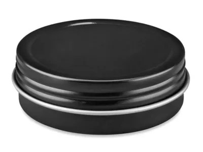 ScrewTop Metal Tins 1 oz, Shallow, Black S23418BL Uline