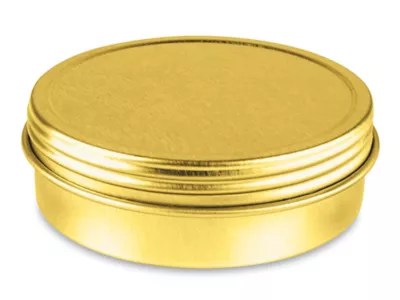 ScrewTop Metal Tins 2 oz, Shallow, Gold S23419GOLD Uline