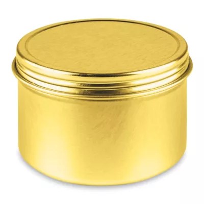 ScrewTop Metal Tins 4 oz, Deep, Gold S23420GOLD Uline