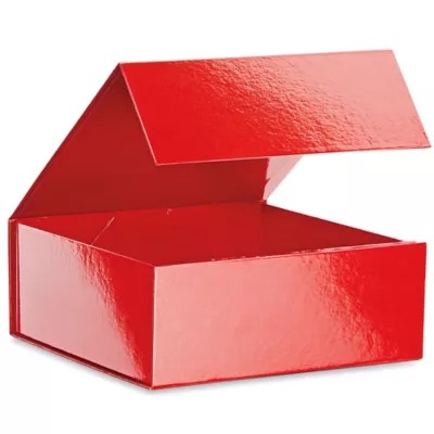 Gift Boxes High Gloss, 8 x 8 x 3 1/8", Red S24095R Uline