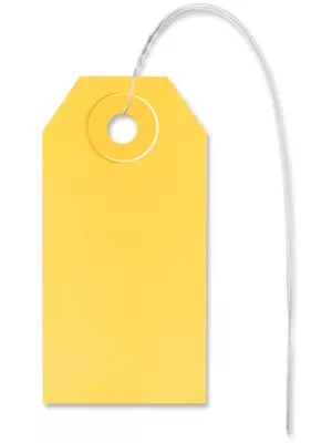 Shipping Tags 1, 2 3/4 x 1 3/8", Prewired, Yellow S2410YPW Uline