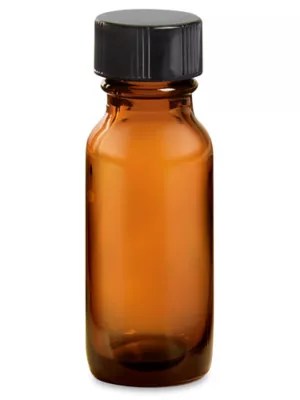 Amber Boston Round Glass Bottles 1/2 oz S24132 Uline
