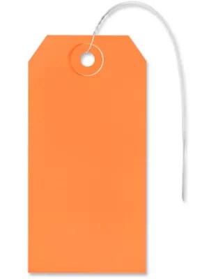 Shipping Tags 4, 4 1/4 x 2 1/8", Prewired, Orange S2413OPW Uline