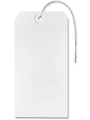 Shipping Tags 8, 6 1/4 x 3 1/8", Prewired, White S2416WPW Uline