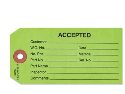 1Part Inspection Tags "Accepted", Green S2421G Uline