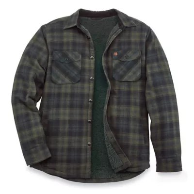 Flannel Shirt Jacket Green Plaid, 2XL S24264G2X Uline