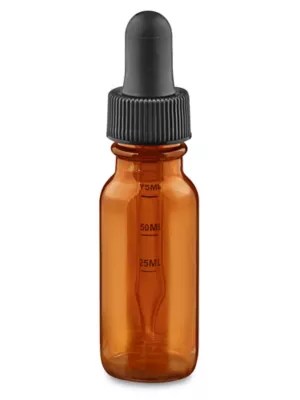 Graduated Glass Dropper Bottles 1/2 oz, Amber S24308A Uline