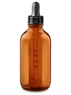 Graduated Glass Dropper Bottles 4 oz, Amber S24311A Uline