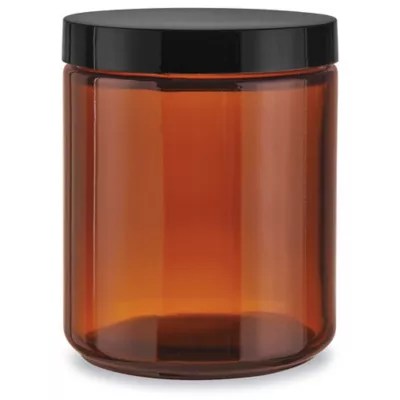 Amber StraightSided Glass Jars 8 oz, Phenolic Cap S24533 Uline