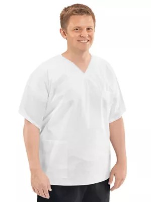 Uline Disposable Scrub Shirts White, XL S24601WX Uline