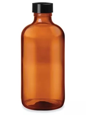 Amber Boston Round Glass Bottles 6 oz S24699 Uline