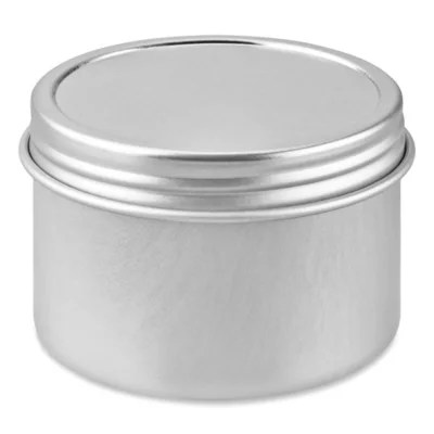 ScrewTop Metal Tins 2 oz, Deep, Silver S24825 Uline