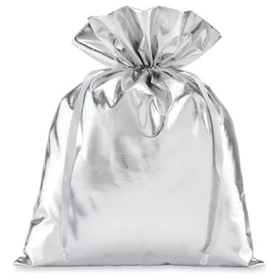 Jumbo Gift Bags 12 x 16", Silver S25116SIL Uline