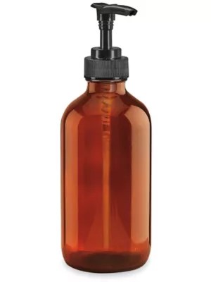 Glass Pump Bottles 8 oz, Amber S25124A Uline