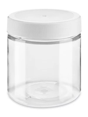 Clear PET StraightSided Plastic Jars Bulk Pack 4 oz, White Cap S