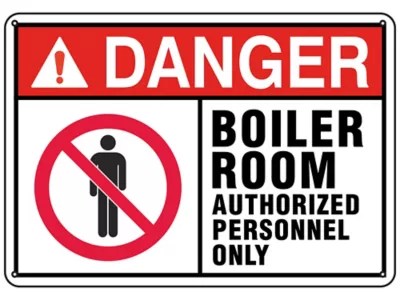"Boiler Room Authorized Personnel Only" Sign Plastic S25337P Uline