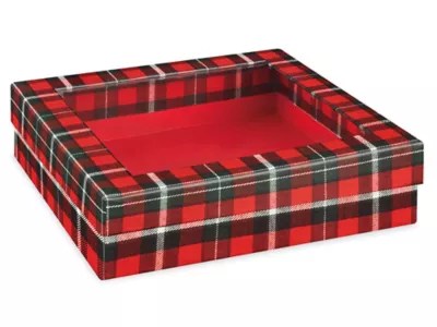 Window Gift Boxes 7 1/2 x 7 1/2 x 2", Plaid S25459PL Uline