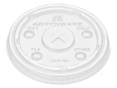 Greenware® Compostable Clear Lid 12, 16 & 20 oz, Flat S25564 Uline