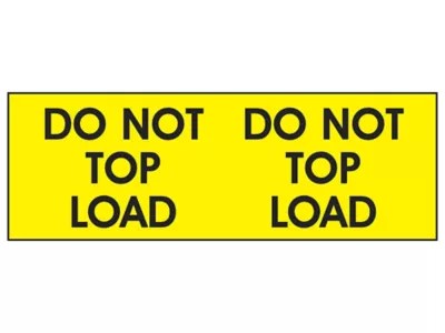 Super Stickers "Do Not Top Load", Yellow, 3 x 10" S3761 Uline