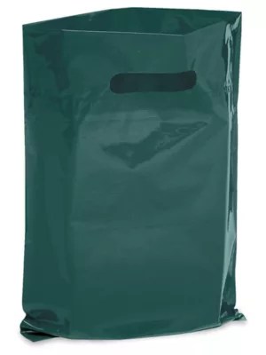 Die Cut Handle Bags 9 x 12", Green S5137G Uline