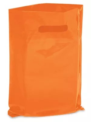 Die Cut Handle Bags 9 x 12", Orange S5137O Uline